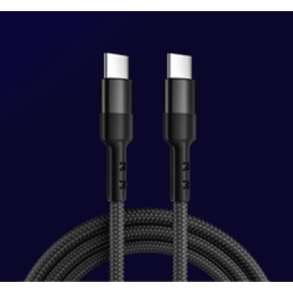 Câble de Chargement PD 60W Cordon de Chargement type-c Câble type-c Chargement Téléphone Portable type-c vers type-c Connecteurs Doubles Câble, Noir, 1 m, Tressé