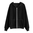 thumbnail image 4 of CYRBOKO Girls Zipper Sweatershirts, Hooded Fall Long Sleeve Casual Athletic Outerwear Black Size 14-15 T, 4 of 7