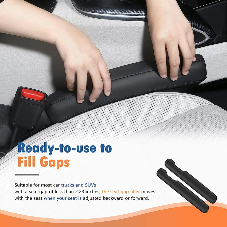 Leather Car Seat Gap Filler Universal Fit Organizer Stop Things from  Dropping, Black, 2 Pack 