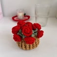 thumbnail image 2 of Posavasos de flores de ganchillo, posavasos de rosas hecho a mano, flores en maceta, ramo de rosas decorativo, posavasos con cesta, regalo para familiares y amigos amantes de las flores., 2 of 8