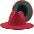 thumbnail image 2 of Sombrero de copa de lana de color exterior, color camello interior, sombrero rojo estilo jazz, sombrero de fieltro de cachemira, 2 of 6