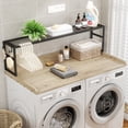thumbnail image 2 of Washer Dryer Countertop with Shelves, Laundry Countertop with 2-Tier Shelf Over Wooden Washer and Dryer Laundry Room Organization and Storage 54" W x 27.5" D (Oak/Black-2-Tier), 2 of 7