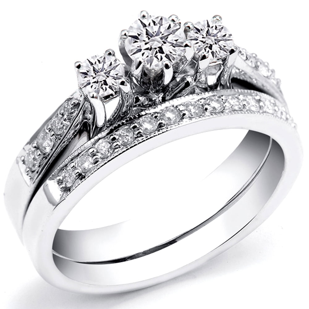White Gold Dazzlingrock Collection 14K Round Gemstone & White Diamond Ladies Wedding Band Ring