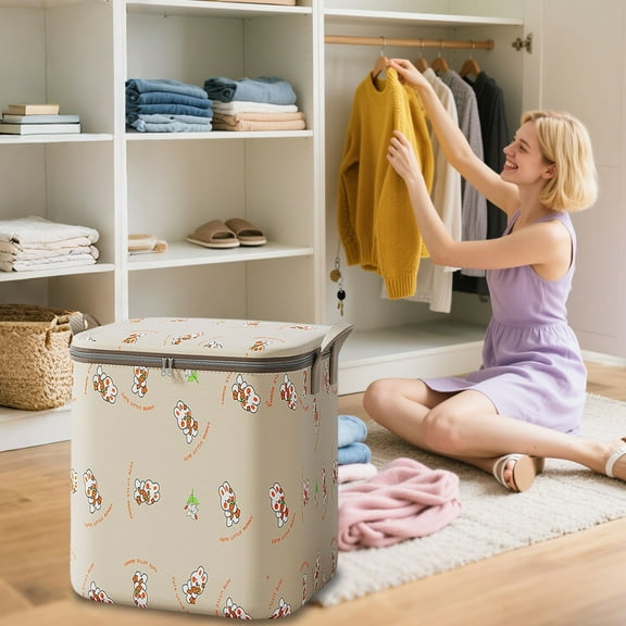 Kbndieu Oversized Storage Bins with Lids & Reinforced Handles, Heavy Duty Closet Organizers and Storage, Foldable Clothes Storage Bags, Storage Containers for Blanket, Comforter, Pillow, Bedding