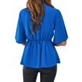 thumbnail image 5 of Hibeli Women Cross V Neck Short Sleeve Tie Waist Solid Color Pullover Top, 5 of 7