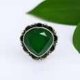 thumbnail image 6 of SATYAVIE JEWELLERY 925 Sterling Silver Green Onyx Ring Handmade Heart Cut Gemstone Ring, Unique Statement Oxidised Ring, Elegant Cocktail Ring for Women Ring Size US 4.5, 6 of 6