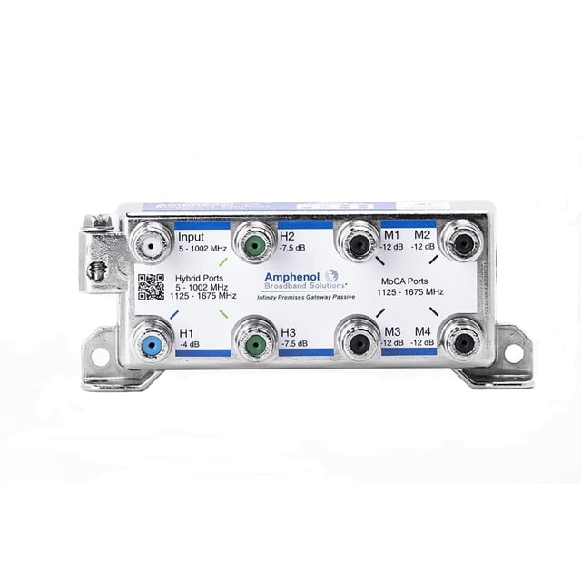 Amphenol MoCA Gateway Pasivo IPGH3M4-VF 3xHYBRID + 4xMoCA Puertos Divisor Compatible con red