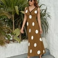 thumbnail image 6 of Brown Beige Color Dot Dress Summer Street Style Bohemia Long Dresses Female Sleeveless Printed Maxi Dress, 6 of 9