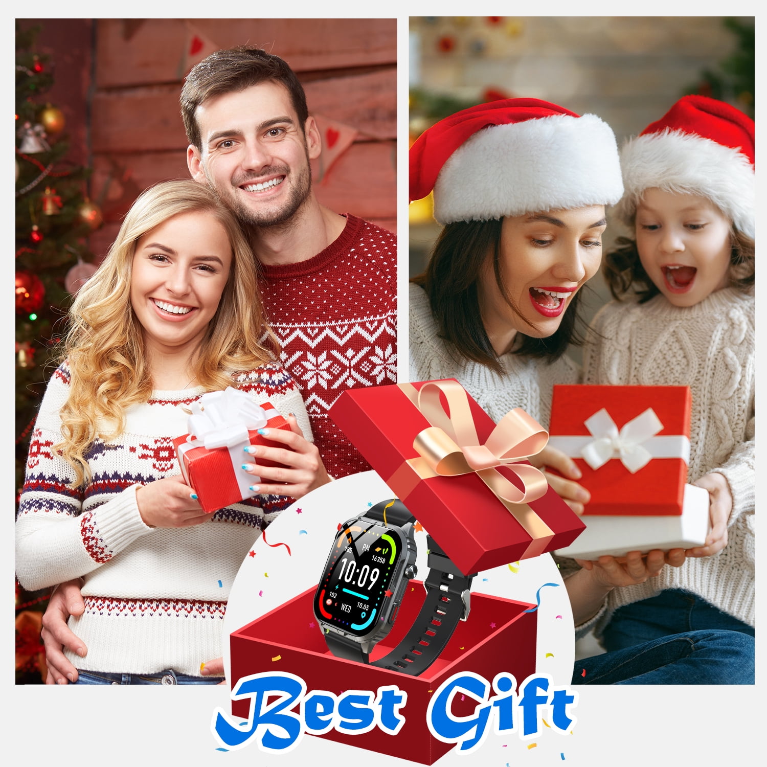 Posrue H5 Smart Watch with Bluetooth Call, IP68 Waterproof Fitness Tracker for Women and Men, Black