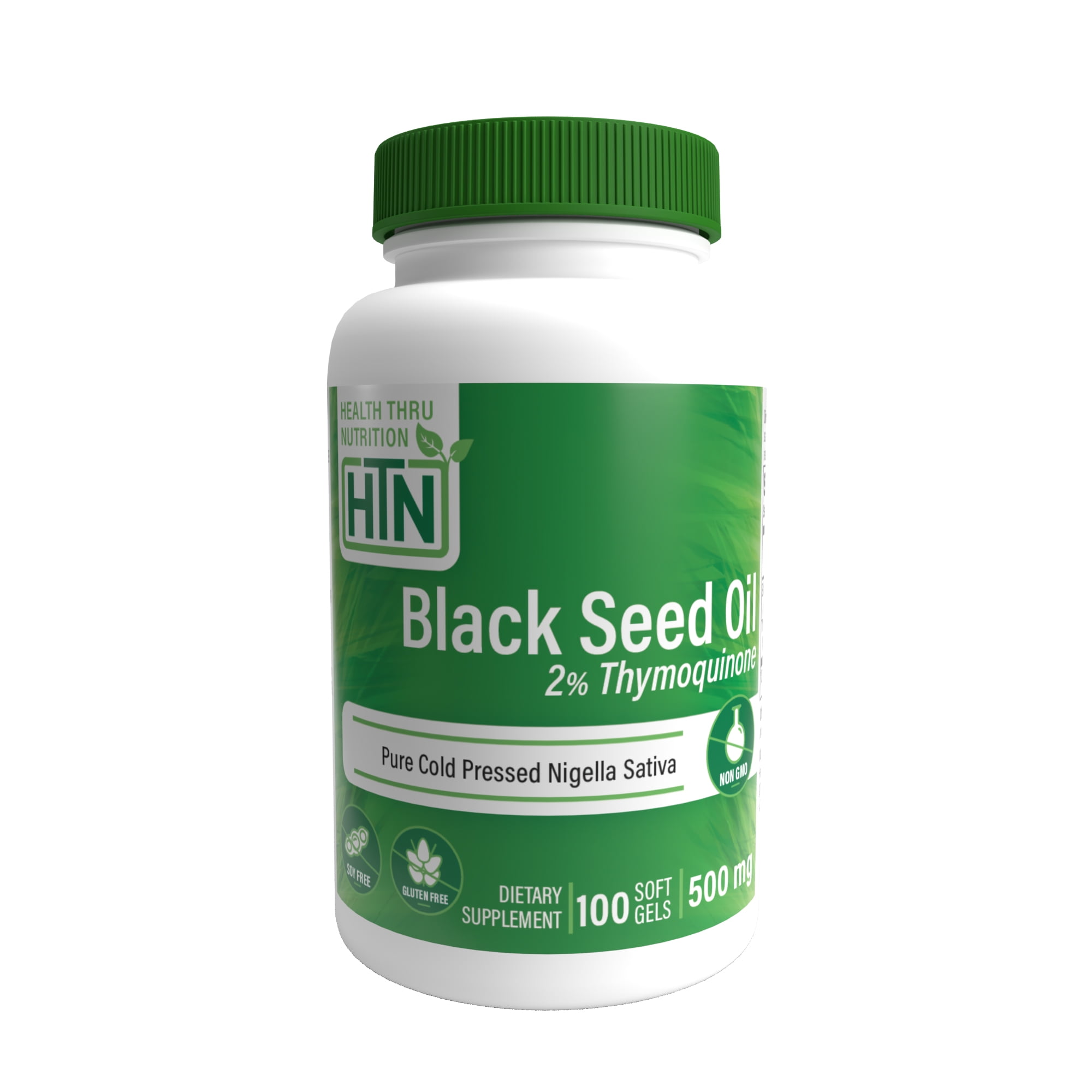 Black Seed Oil 500mg 100 Softgels (2% Thymoquinone) (Cold Pressed) (Non-GMO) by Health Thru Nutrition