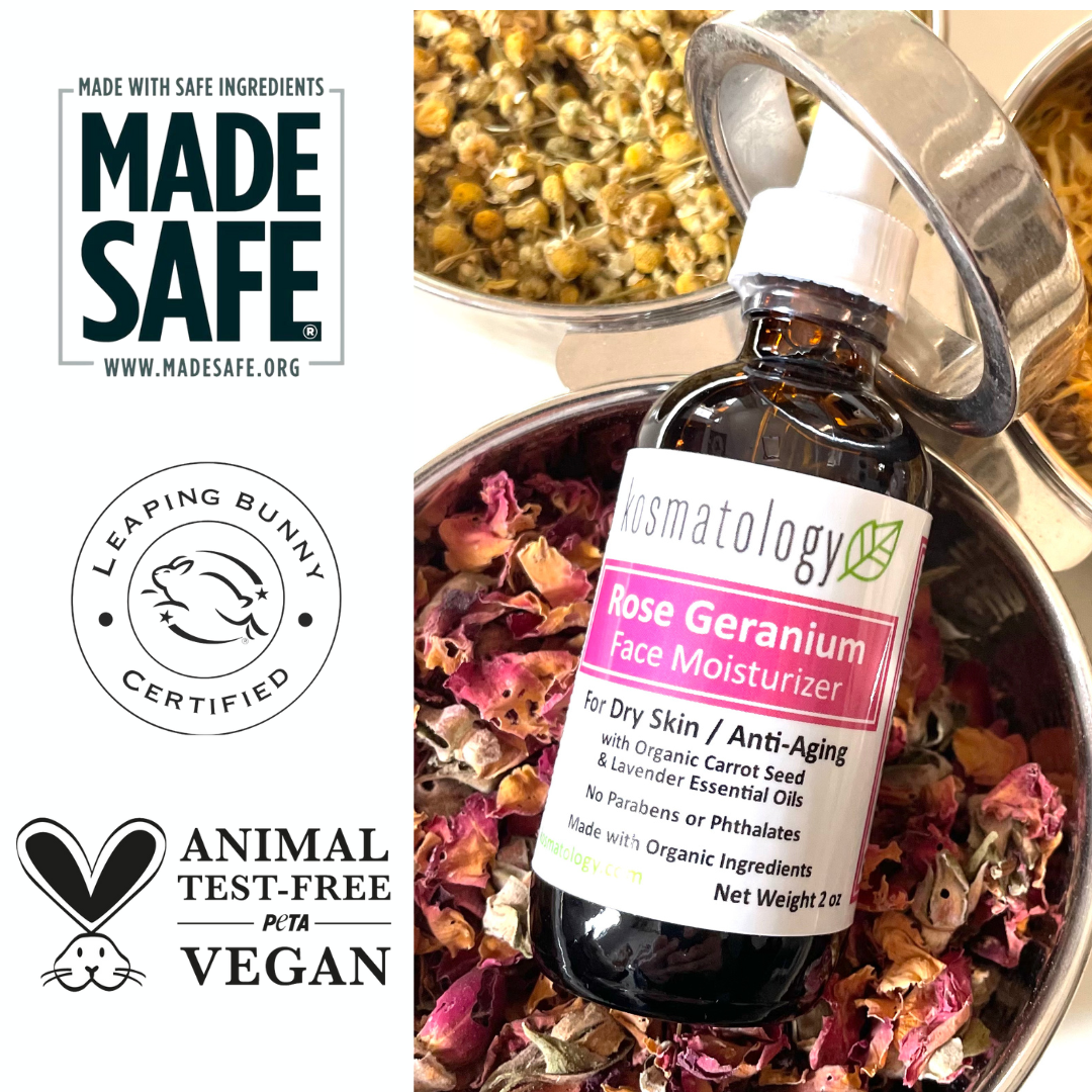 kosmatology® Rose Geranium Organic Facial Moisturizer for Dry and Aging Skin | Vegan | 2 fl oz