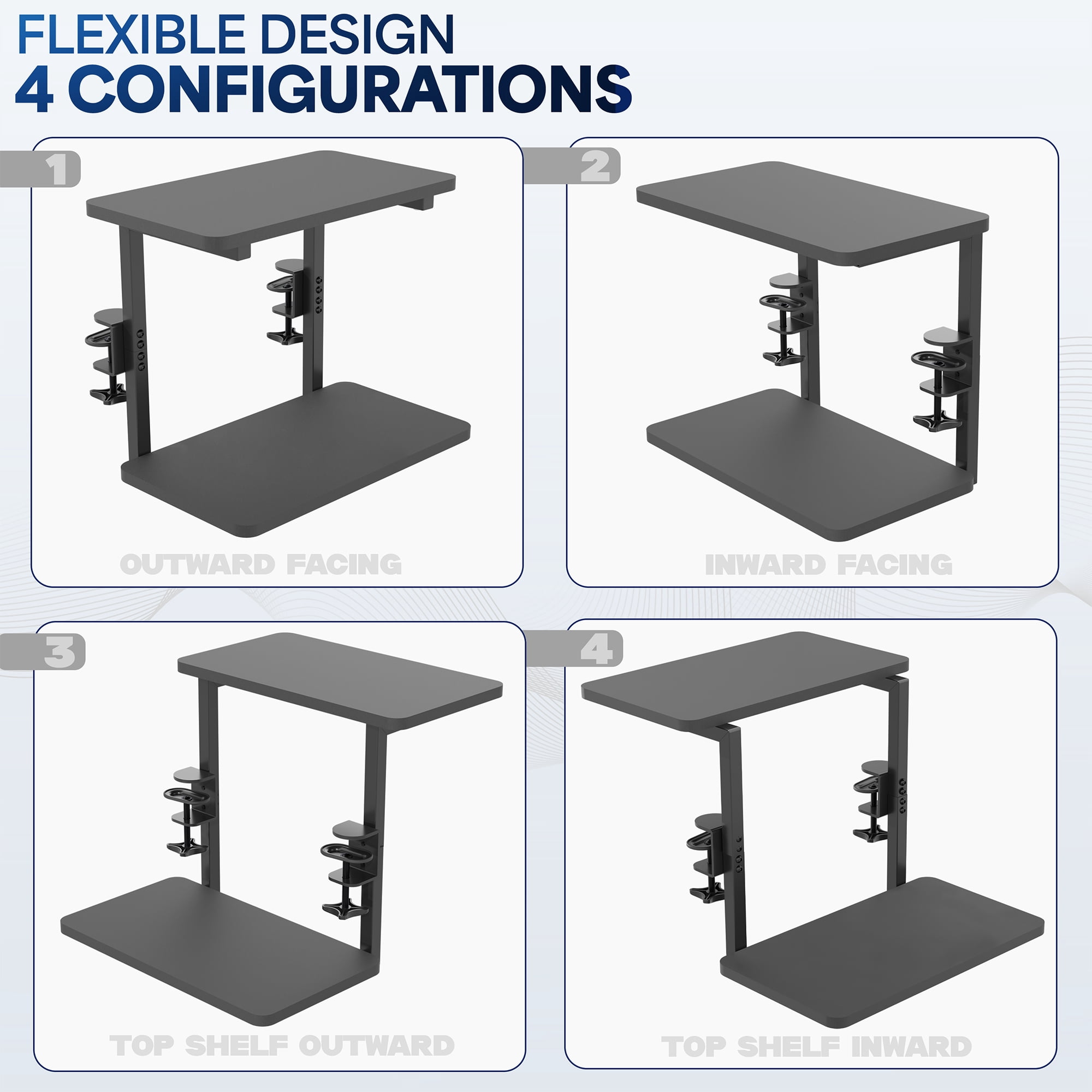 VIVO Black 16" Clamp-on Flexible Shelving Unit Organizer for Desk Accessories