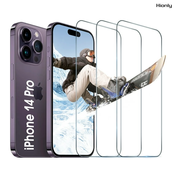 [3 Pack] Hionly Compatible with iPhone 14 Pro Screen Protector, Case Friendly Tempered Glass 0.25mm Clear