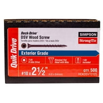 Simpson Strong-Tie Deck-Drive DSV HCKDSVT212S Screw, #10 Thread, 2-1/2 in L, Ribbed Flat Head, T25 Drive, Steel