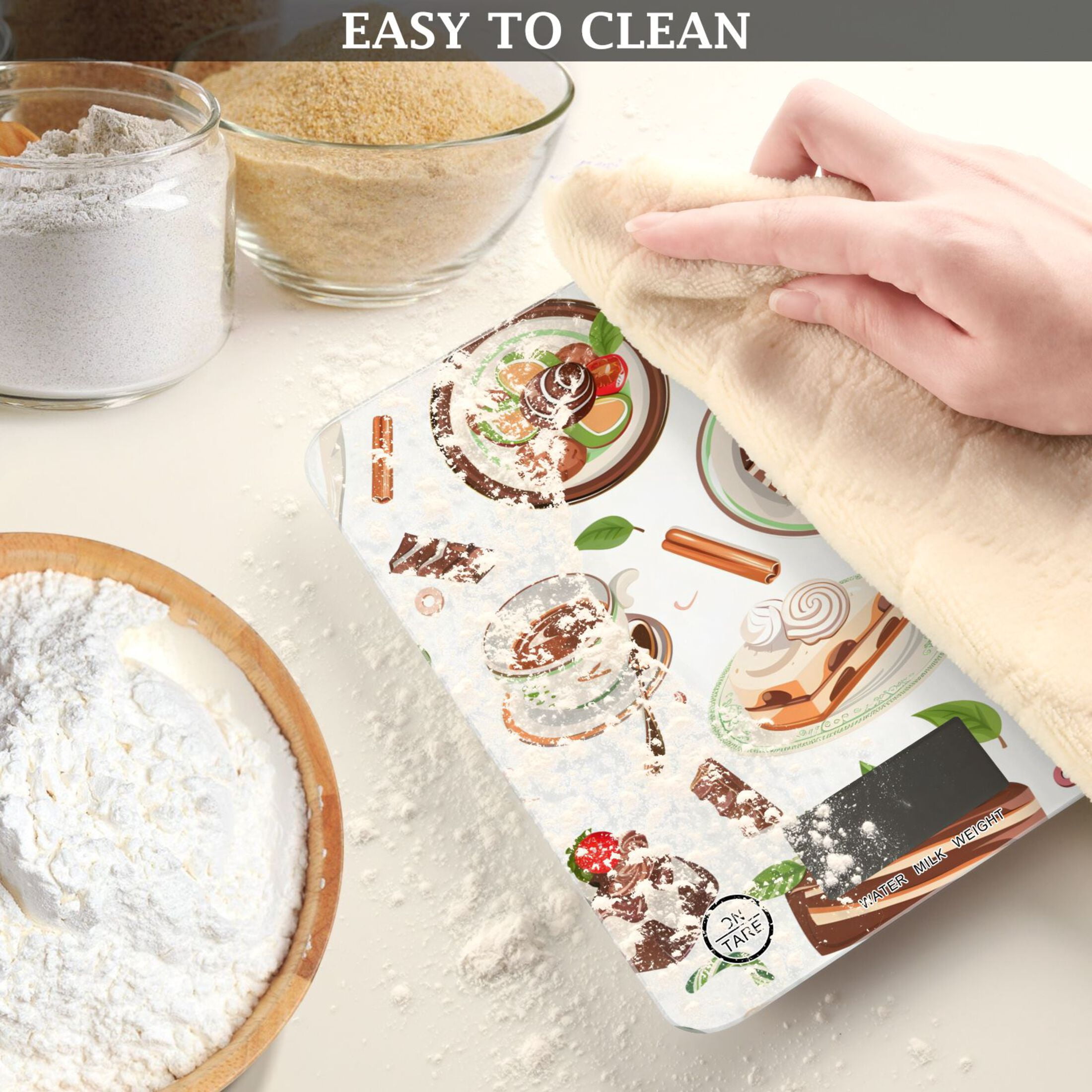 Coffee Tea Cups Cakes Leaves Food Scale Digital Kitchen Scale Waterproof Tempered Glass Tare Function 11 lb for Baking Cooking Meal Prep