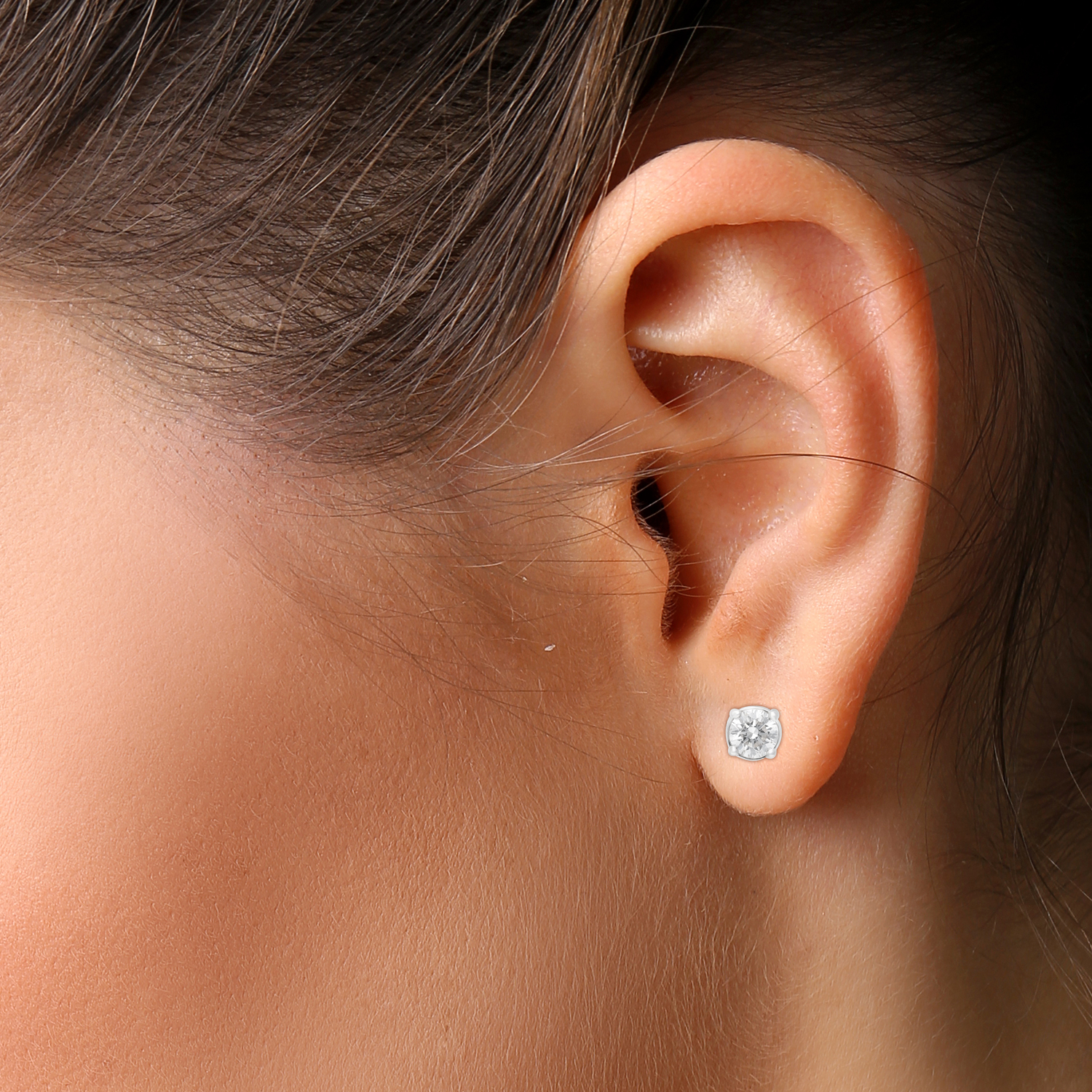 Brilliance Fine Jewelry Round 1 Carat Lab Grown Diamond Solitaire Plus Stud Earring in Sterling Silver