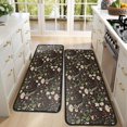 thumbnail image 4 of Kitchen Rugs Sets Of 2,Brown Mushroom Daisy Dark Pattern Anti Fatigue Kitchen Mat Rugs Non Slip Washable,Decorative Kitchen Floor Mats for Kitchen,Sink,Laundry,17"x47"+17"x47", 4 of 5
