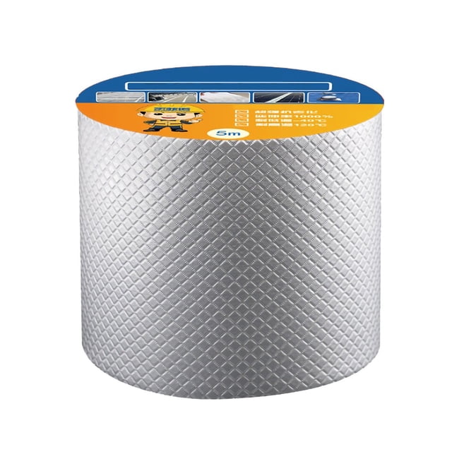 Cinta de sellado de butilo impermeable, cinta de sellado de butilo a prueba de fugas de papel de aluminio, cinta selladora multiusos para reparaciones, 5 cm x 5 m/1,97 x 196,85 pulgadas