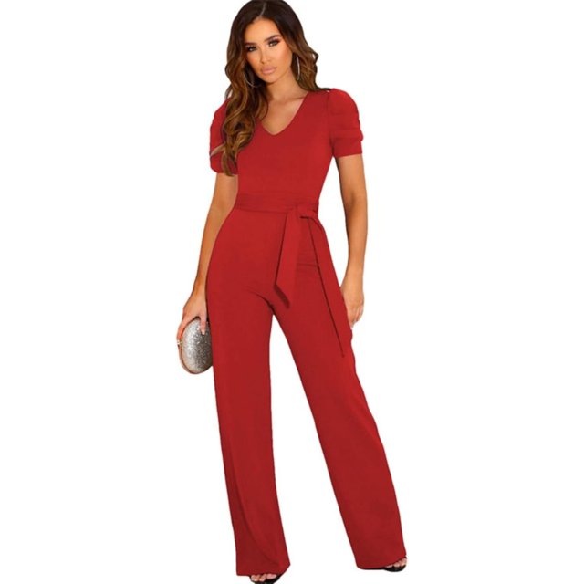 Combinaison de Mode pour Femmes en Denim Taille Haute Sans Manches Motif Cœur Dos Col Roulé (x5-Rouge, G), Grand