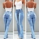 thumbnail image 2 of Gibobby Jeans dama talla extra rasgados con parte inferior de campana para mujer Pantalones acampanados clásicos de talle(Azul claro,CH), 2 of 5