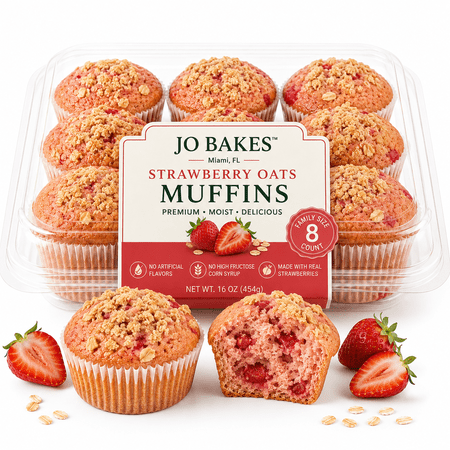 Strawberry Oat Muffins, 8 Count, Fresh‑Baked Bakery Style – Soft & Moist Snack