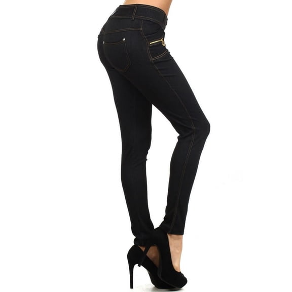 Yelete Original 4 pocket Black Jean Jegging Regular fit w Zipper Pocket detail - Women's Size S/M