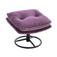thumbnail image 5 of Velvet Accent Chair/Swivel Chair , Modern Lazy Chair with Ottoman, Comfy Pad Reading Chair, Metal Base Lounge Chair, Leisure Sofa Chair for Living Room, Bedroom, PURPLE, 5 of 9