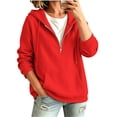 thumbnail image 6 of Women's Half Zip Hoodie Oversized Fleece Pullover Sweatshirt Drop Shoulder Kangaroo Pocket Cozy Fall Tops, S-2XL, 6 of 9