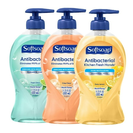 Liquid Hand Soap, 1 Pack Fresh Citrus, 1 Pack Crisp Clean, 1 Pack Odor Neutralizing Zesty Lemon, 11.25 Fluid Ounce