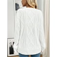 thumbnail image 6 of Women'S Oversized Cable Knit Crewneck Sweaters White S, 6 of 9
