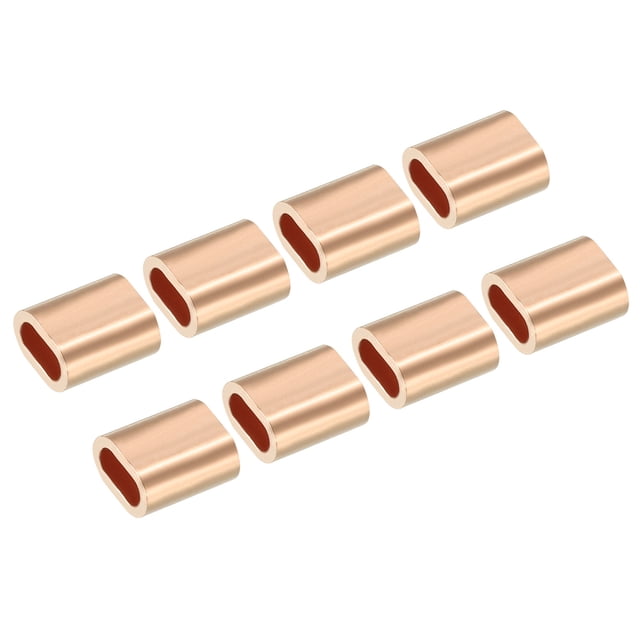 Unique Bargains 1/8'/3mm Wire Rope Crimping Loop Sleeve Copper Single Oval Hole Cable Crimps, Golden, 10 Pack