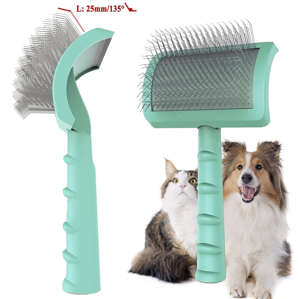 Pet Grooming Brush for Cats and Dogs, Needle Comb for Shedding and Loose Hair, Gentle Deshedding Tool