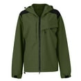 thumbnail image 2 of WTOBBY Women's Solid Color Hooded Long Sleeved Windbreaker for Mountaineering Sports, Waterproof Jacket and Top for Outdoor Adventures,Army Green L, 2 of 5