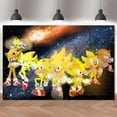 thumbnail image 3 of Banner de fondo azul de Sonic, decoración para fiesta de cumpleaños de niños, fondo de fotografía de dibujos animados, póster personalizado, accesorios de estudio para baby shower, 3 of 5