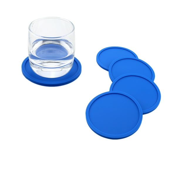 Silicone Coaster Drink Coasters with Holder for Drinks Cup Blue