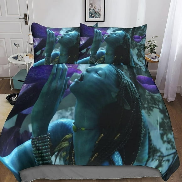 MYPALL Avatar 3-piece Set Bedding Set 3D Print Comforter Cover with Zipper ForTeens And Kids Adults Soft Microfiber Bedspread Cover(Double200x200cm)