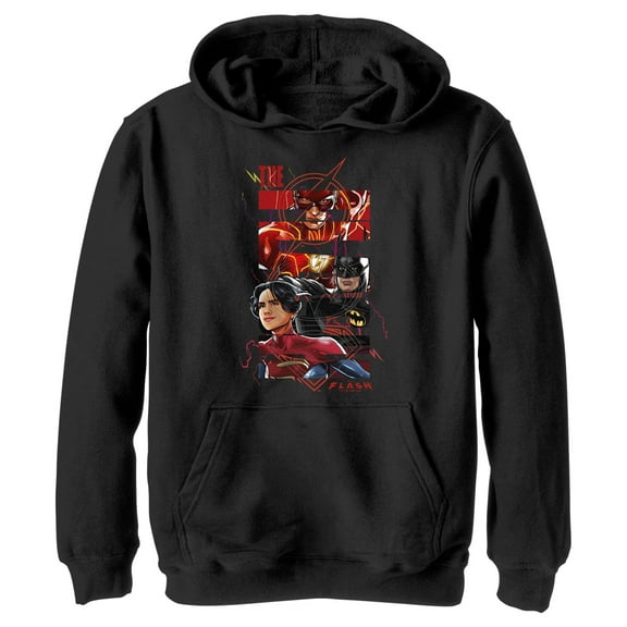 Boy's The Flash comics Book Superheroes Logo  Pull Over Hoodie Black Medium