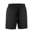 thumbnail image 2 of Lenago Short Pant for Men Gym Shorts Man Solid-Color Zipper Pocket Loose Sporty Outdoor Running Training Drawstring Pocket Shorts Black L, 2 of 8