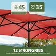 thumbnail image 6 of Uforic 15FT Large Patio Umbrellas with 48 LED Lights, Outdoor Double-Sided Portable Shade Market Table Umbrella,12 Sturdy Ribs & Tilt Adjustment, Claret-red, 6 of 8