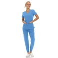 thumbnail image 3 of Saint Scrubs Women’s 9-Pocket Medical Scrub Set – V-Neck Stretch Top & 7-Pocket Jogger Pants, Lightweight, Easy Care Uniforms for Nurses & Healthcare, Ceil, Large, 3 of 4