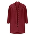 thumbnail image 4 of Sevevn Cardigan Sweaters for Women Women's Casual Fashion Loose 3/4 Sleeve Lace Cardigan Tops Blouse Women Beach Fashion Wine XXL, 4 of 5