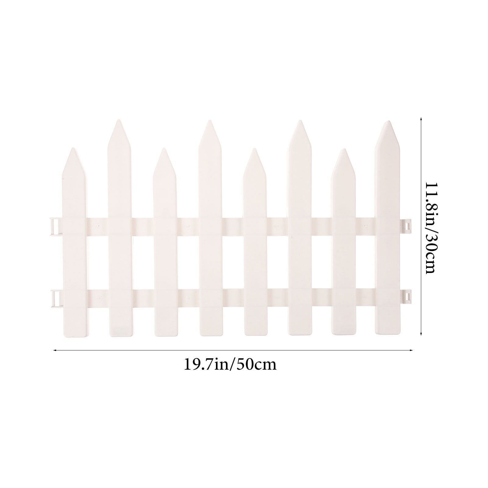 UPOUART 4Pcs Plastic Garden Fence Edging White Pointed Top Decorative Outdoor Decoration 19.65x11.79x0.59in