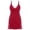 Z-Red31, variant on JIAYUE Women's Dresses Mini Summer Leisure Spaghetti Strap Loungewear V Neck Sleeveless Side Slit Female Lace Trim Pure Color Dress