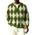 thumbnail image 6 of OIOLOYJM Men's V Neck Shirts Casual Long Sleeve Plaid Knit Pullover for Dressy Business Work or Gym Athletic Workout Wear Light Green S, 6 of 6