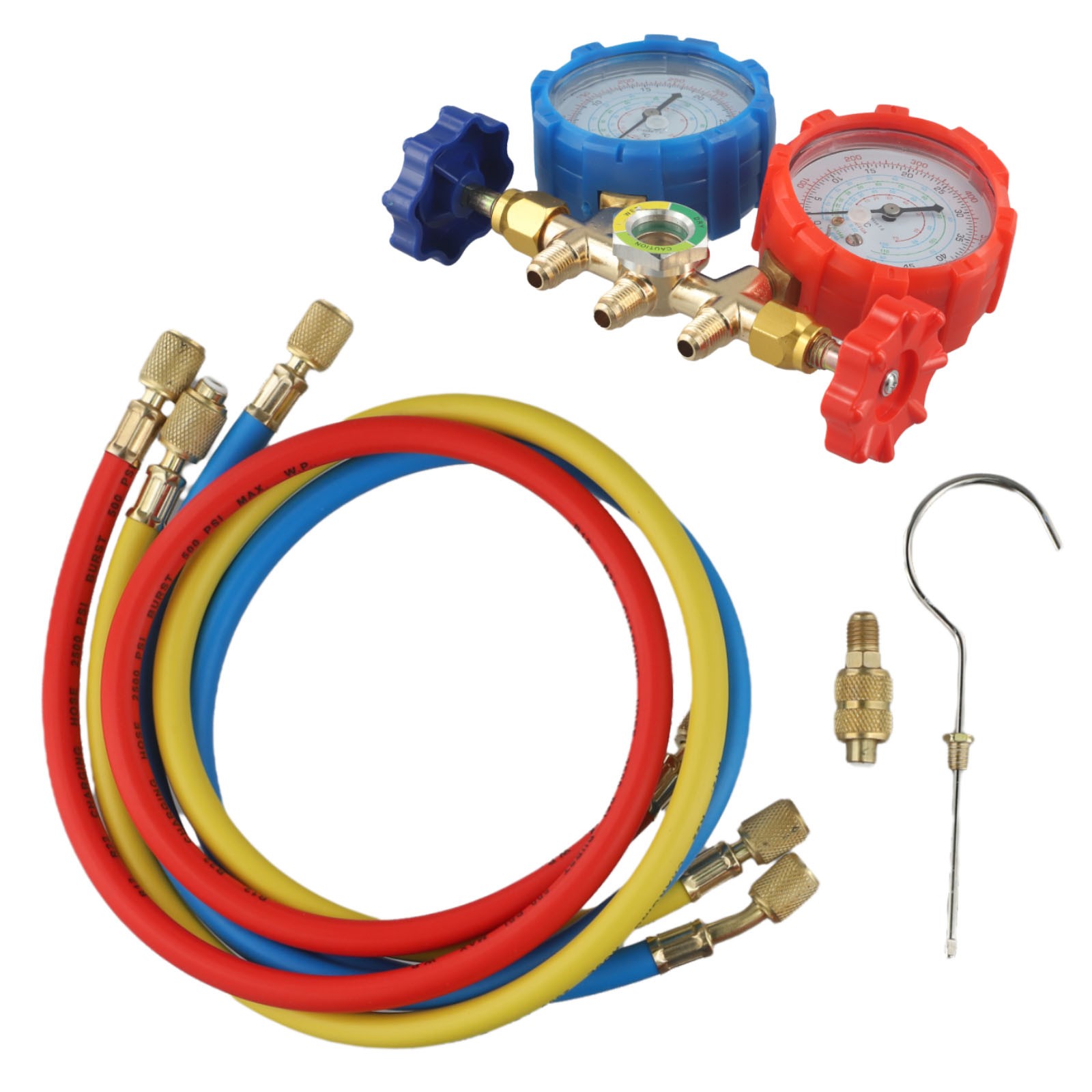 Yannee AC Manifold Gauge Set for R134A R1234YF, Automotive 4 Way Car AC Gauge Set-Test Equipment Parts & Accessories