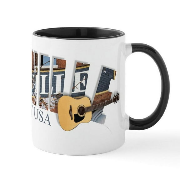CafePress - Nashville Music City 02 Mugs - 11 oz Ceramic Mug - Novelty Coffee Tea Cup