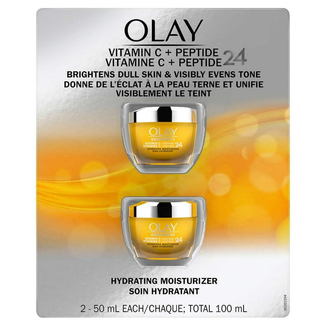 Olay Regenerist Vitamina C + P�ptido 24 Hidratante Facial, Blanco, Paquete de 1, 2 x 50 ml