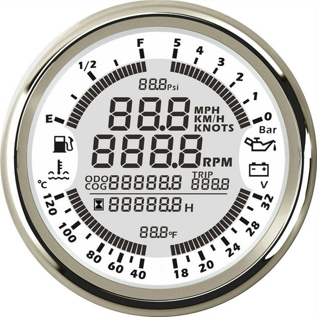 New 6 in 1 Multi-functional Gauge Meter GPS Speedometer Tachometer Hour Water Temp Fuel Level Oil Pressure Voltmeter 12/24V 5Bar