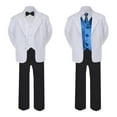 thumbnail image 2 of 7pc Boy Formal Black & White Suit Tux Set Satin Necktie & Vest Baby Sm-20 Teen, 2 of 3