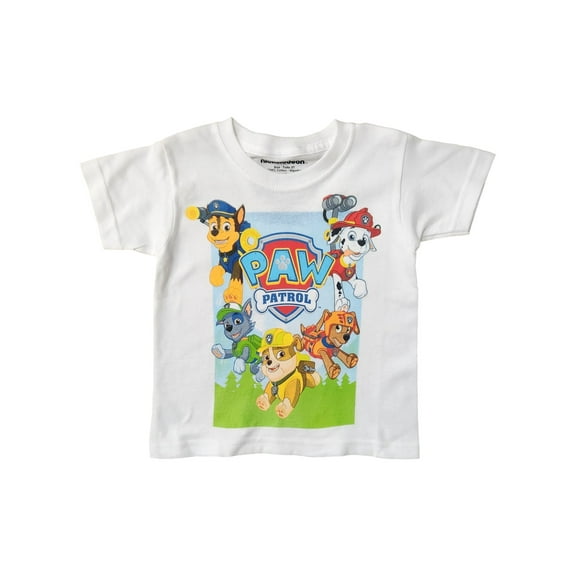 Toddler Boys White Paw Patrol Puppy Dog Chase & Marshal T-Shirt Tee Shirt 2T